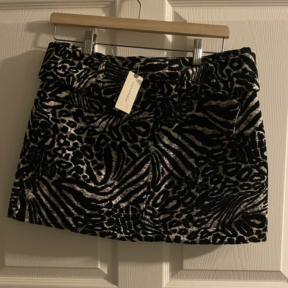 Anthropologie X Maeve Low Rise Belted Animal Print Micro Mini Skirt - Picture 4 of 6